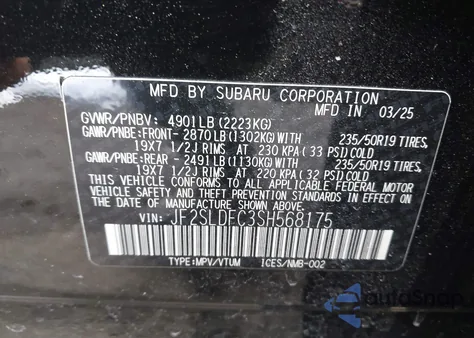 2025 Subaru Forester Sport z USA, uszkodzony, nr VIN JF2SLDFC3SH568175